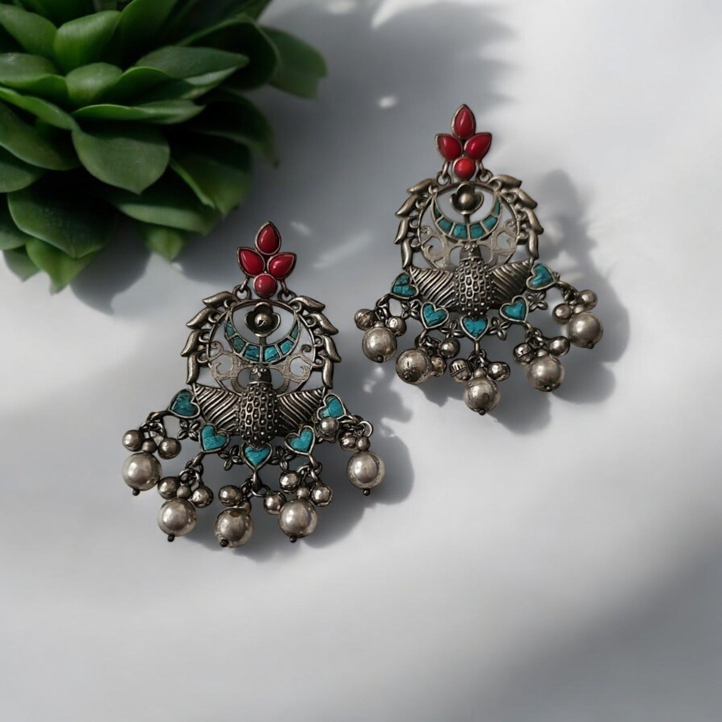 35420 Pretty Precious Fashion Oxidised Silver Stylish Party Wear Earrings for Women and Girls