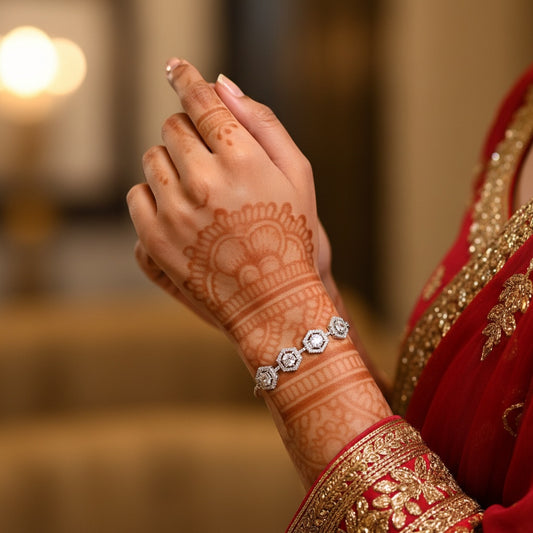 438334 Cz Adjustable Bracelet With 2 Tone Rhodium Plating-Silver