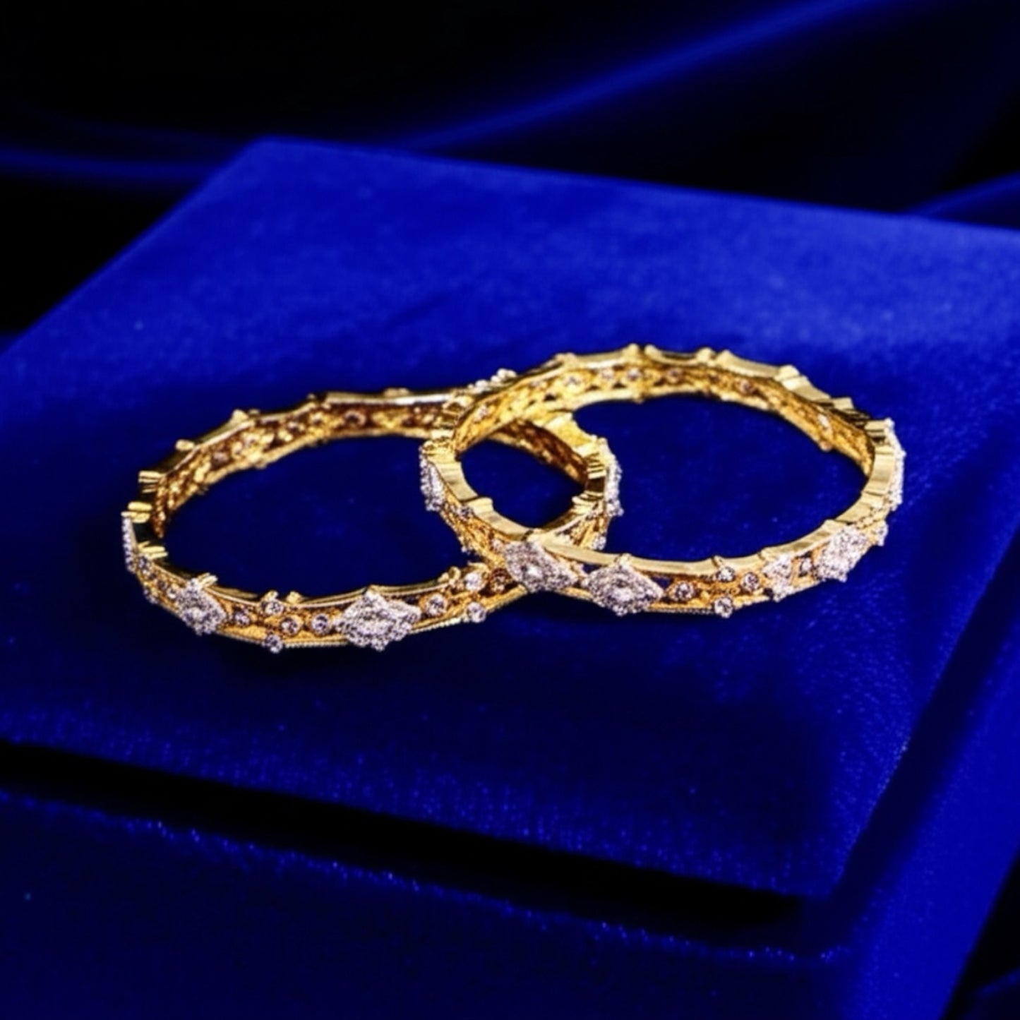 435675 Cz Bangles With Gold Plating - 2 Tone-Size 2.6