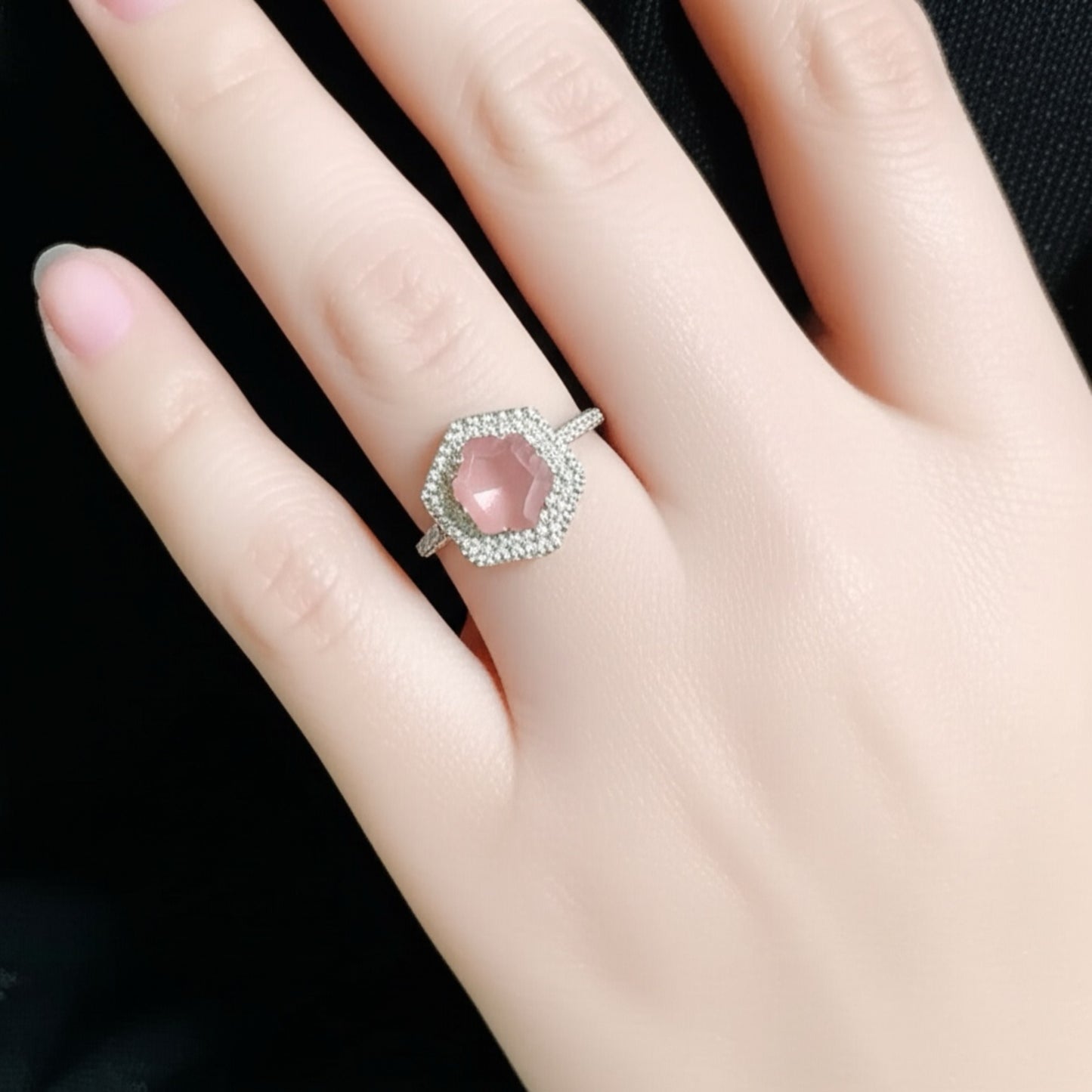 94009-RN Cz Adjustable Ring Pink