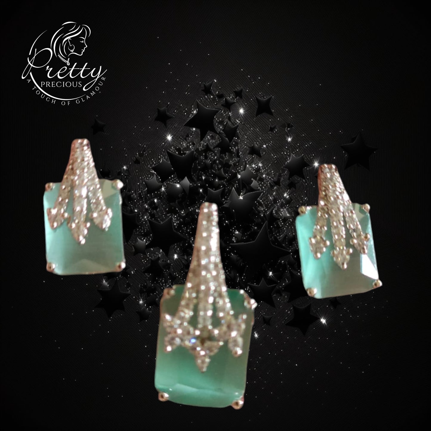 427382 Cz Delicate Pendant Set With 2 Tone Plating