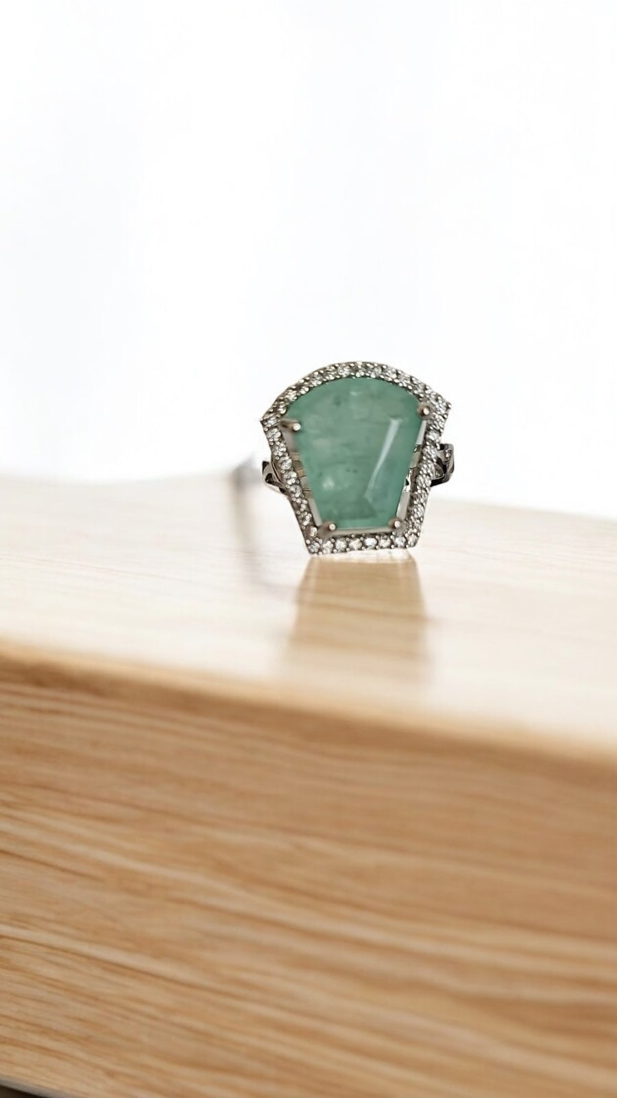 92509-RN Cz Adjustable Ring Green