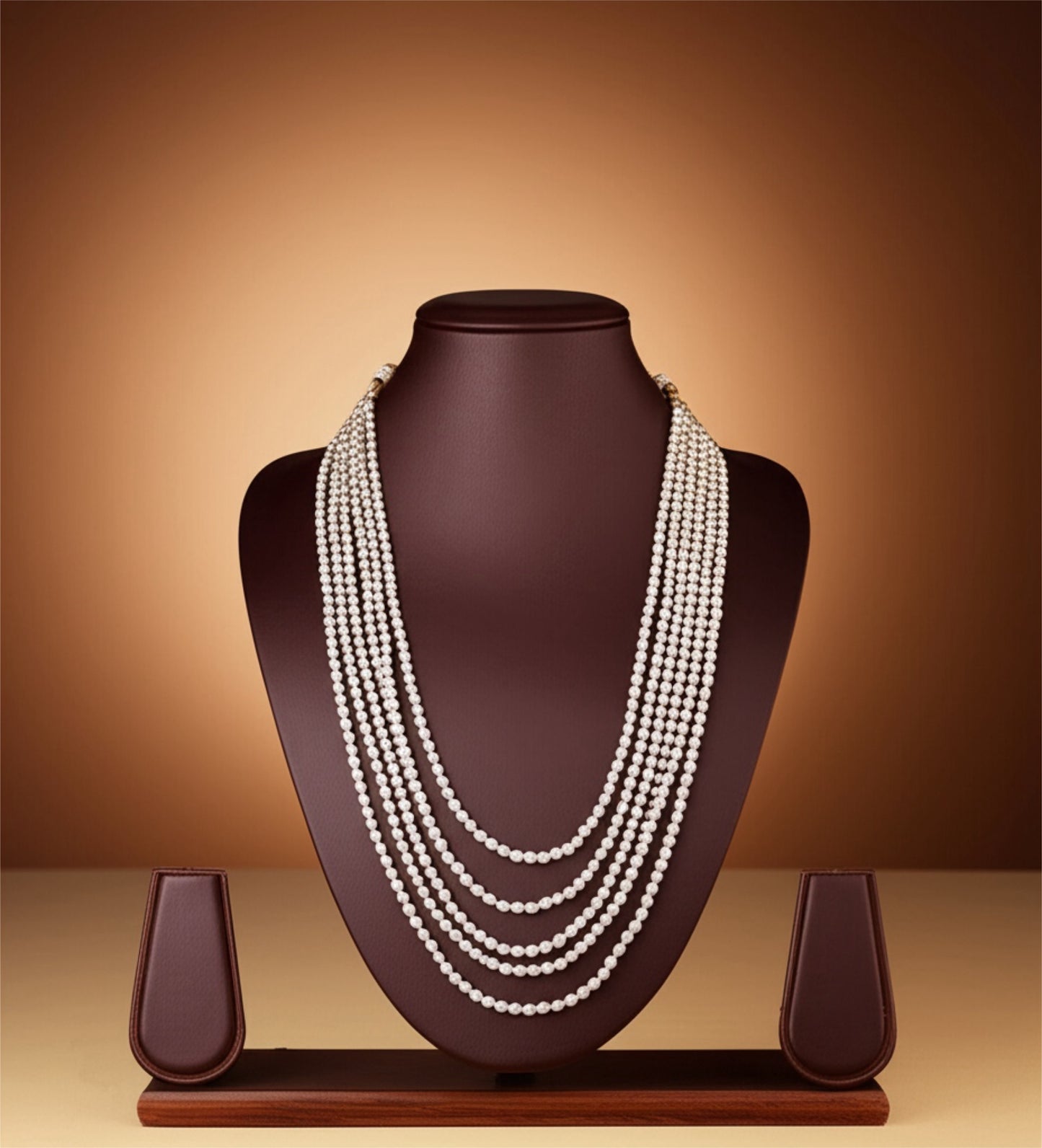 434380 Cz 5 Line Mala Necklace With Gold Plating