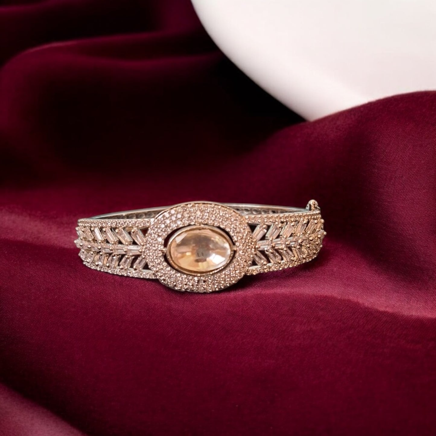 94409-KD Cubic Zirconia Classic Kada With Rhodium Plating-White