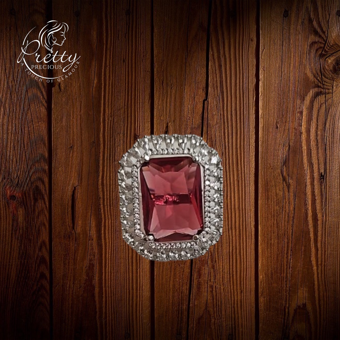 435523 Cz Adjustable Ring Ruby