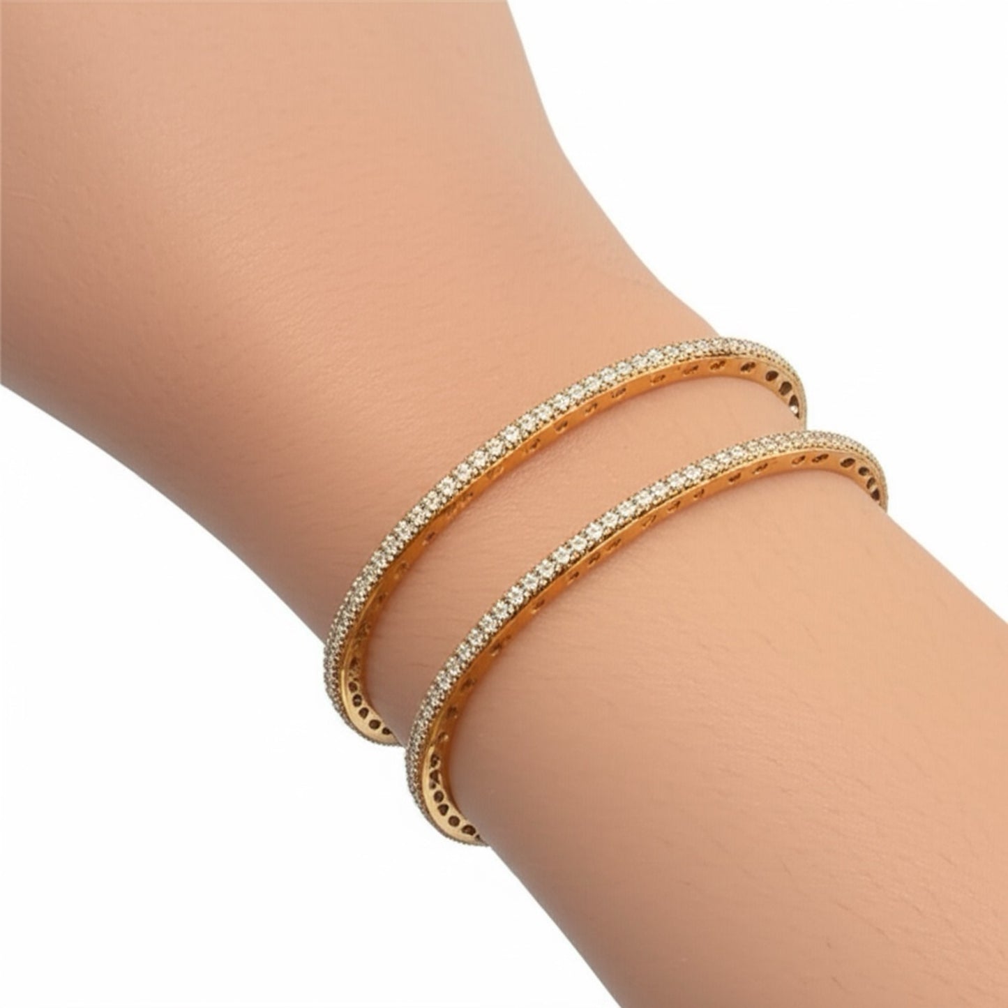 427266 Cz Moti Bangles With Gold Plating-Size 2.6