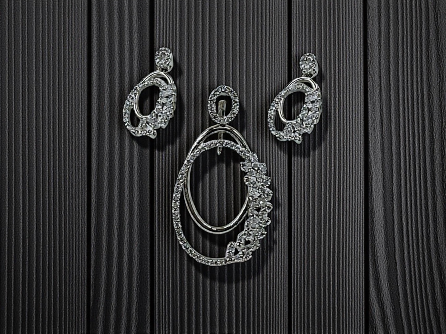 1061-American Diamond Delicate Pendant Set -Silver