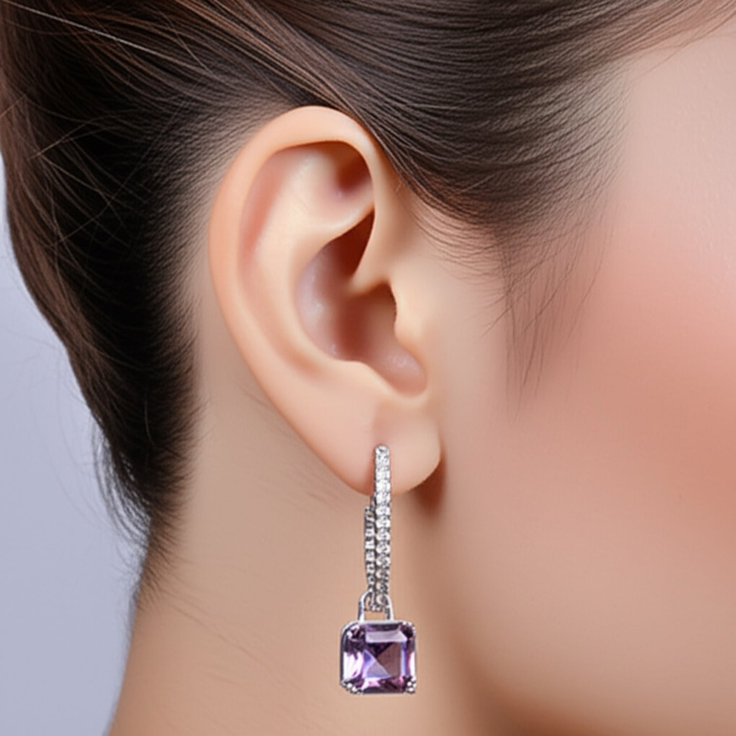 427434 Cz Changeable Stone Earring With Rhodium Plating