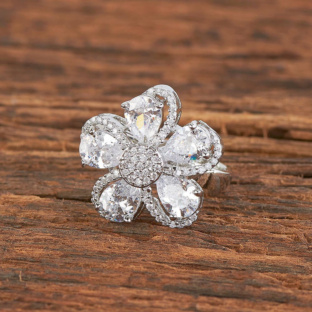 428617 Cz Adjustable Ring Silver