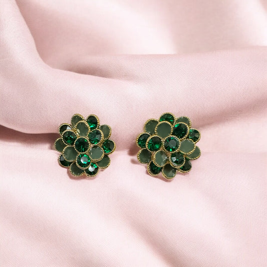 W24150 Classic Western Earrings-Green