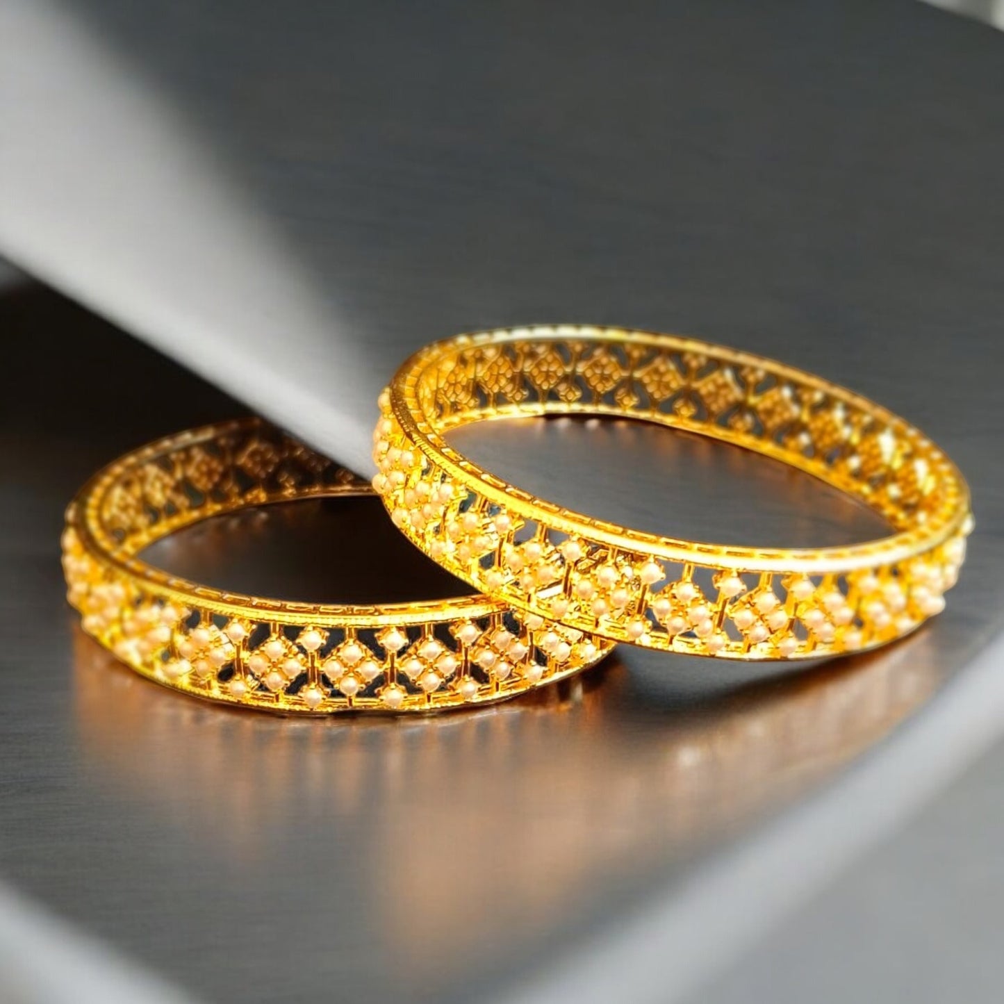 433871 Cz Bangles With Gold Plating-Size 2.6 (Moti)