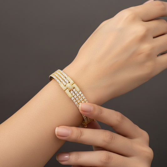 432907 Cubic Zirconia Classic Kada With Gold Plating