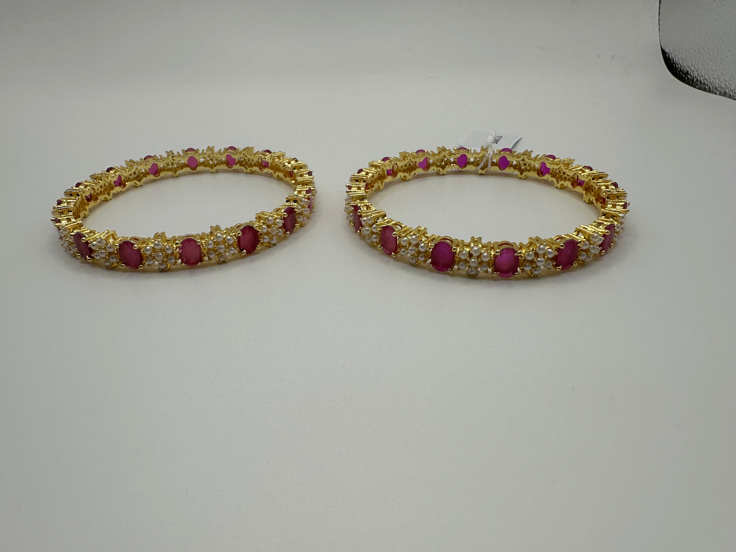 1010 Cz Classic Bangles-Size 2.6- Ruby Moti