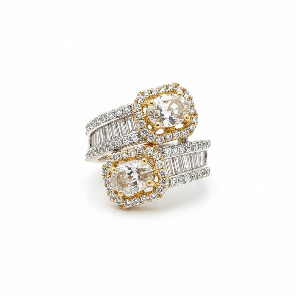 1589-Pretty Precious American Diamond Finger Ring for Women & Girls | Gold Plated AD Ring | Adjustable Elegant Party, Wedding & Daily Wear Jewellery-White