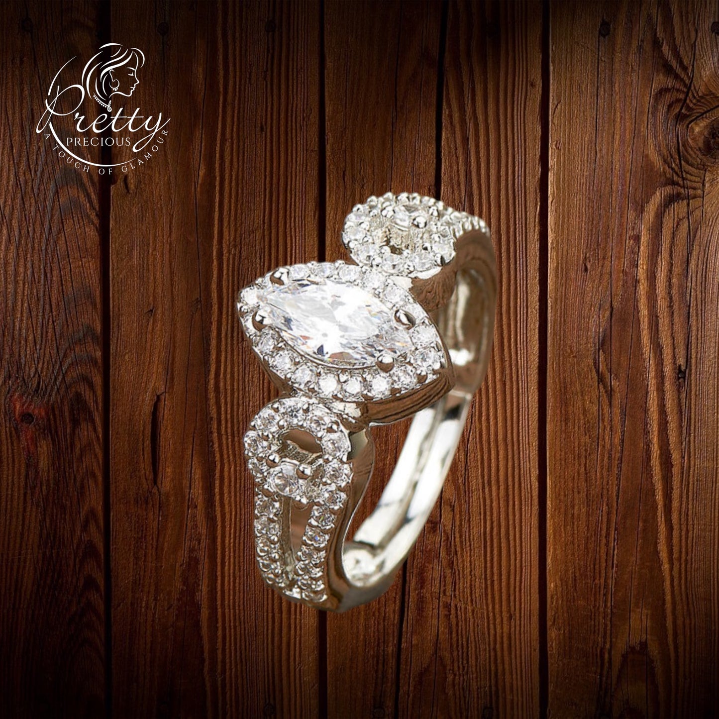 429427-Cz Delicate Ring With Rhodium 2 Tone Plating-Silver