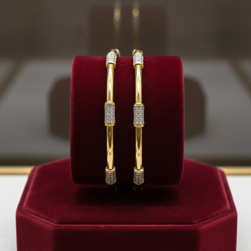 1590 Women’s American Diamond Bangles – Elegant and Stylish Daily & Party Wear Jewellery With 2 Tone Plating-Size 2.6