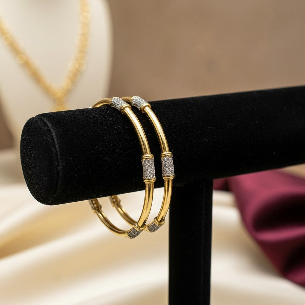 1590 Women’s American Diamond Bangles – Elegant and Stylish Daily & Party Wear Jewellery With 2 Tone Plating-Size 2.6