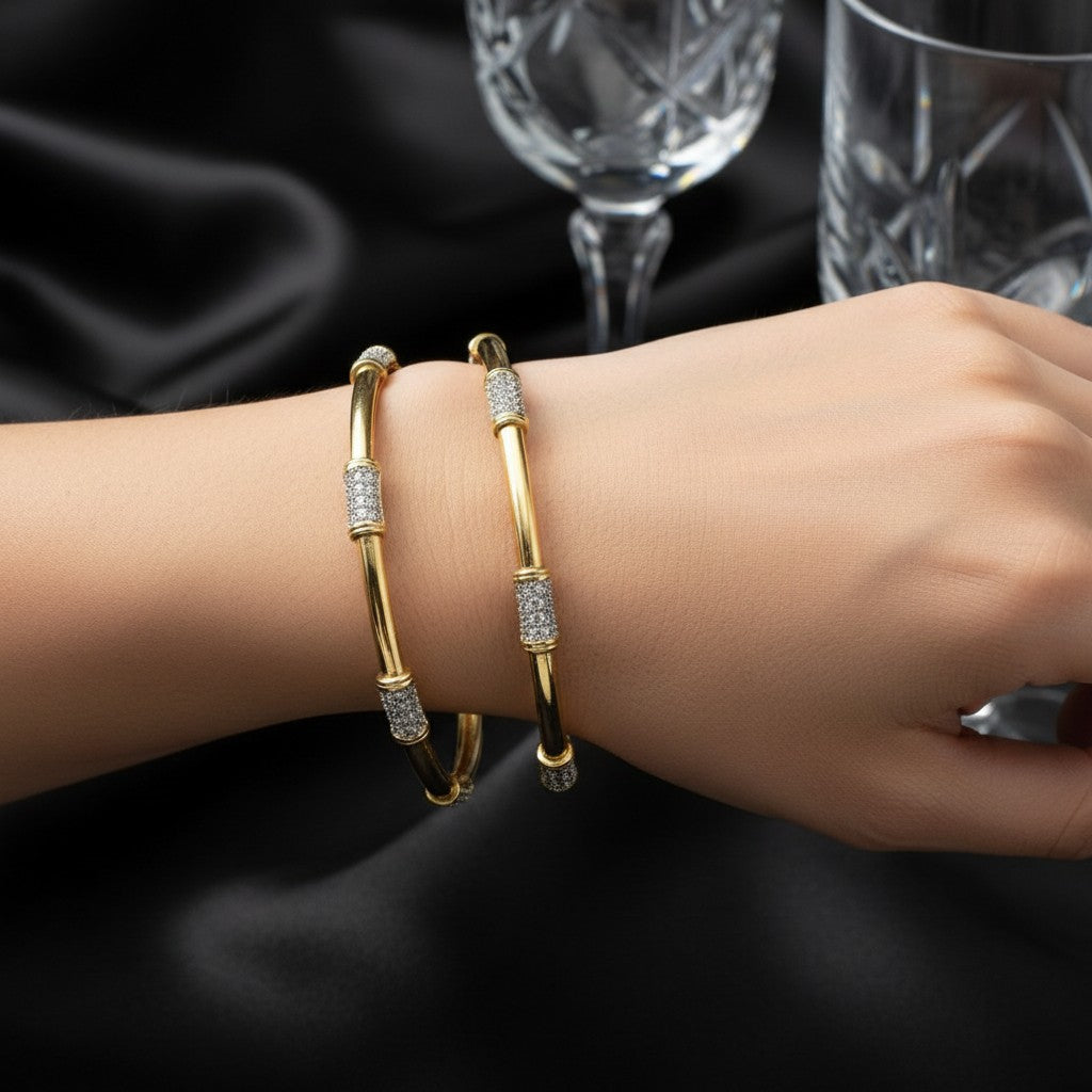 1590 Women’s American Diamond Bangles – Elegant and Stylish Daily & Party Wear Jewellery With 2 Tone Plating-Size 2.6