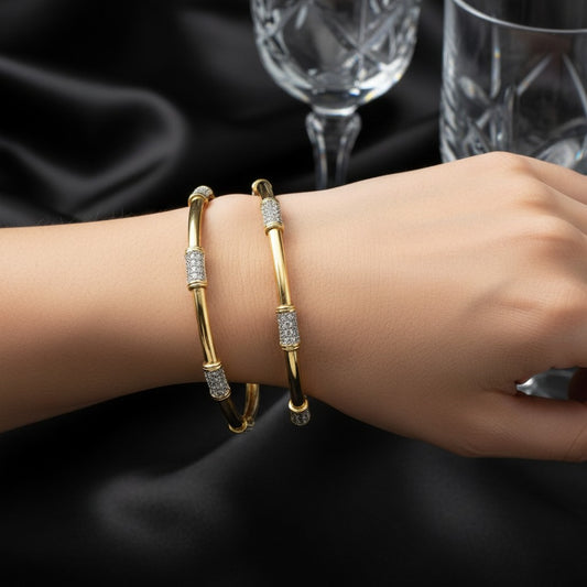1590 Women’s American Diamond Bangles – Elegant and Stylish Daily & Party Wear Jewellery With 2 Tone Plating-Size 2.6