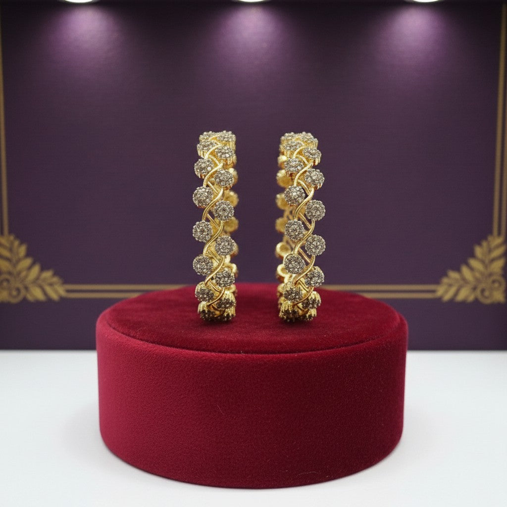 1591 Women’s American Diamond Bangles – Elegant and Stylish Daily & Party Wear Jewellery With 2 Tone Plating-Size 2.8