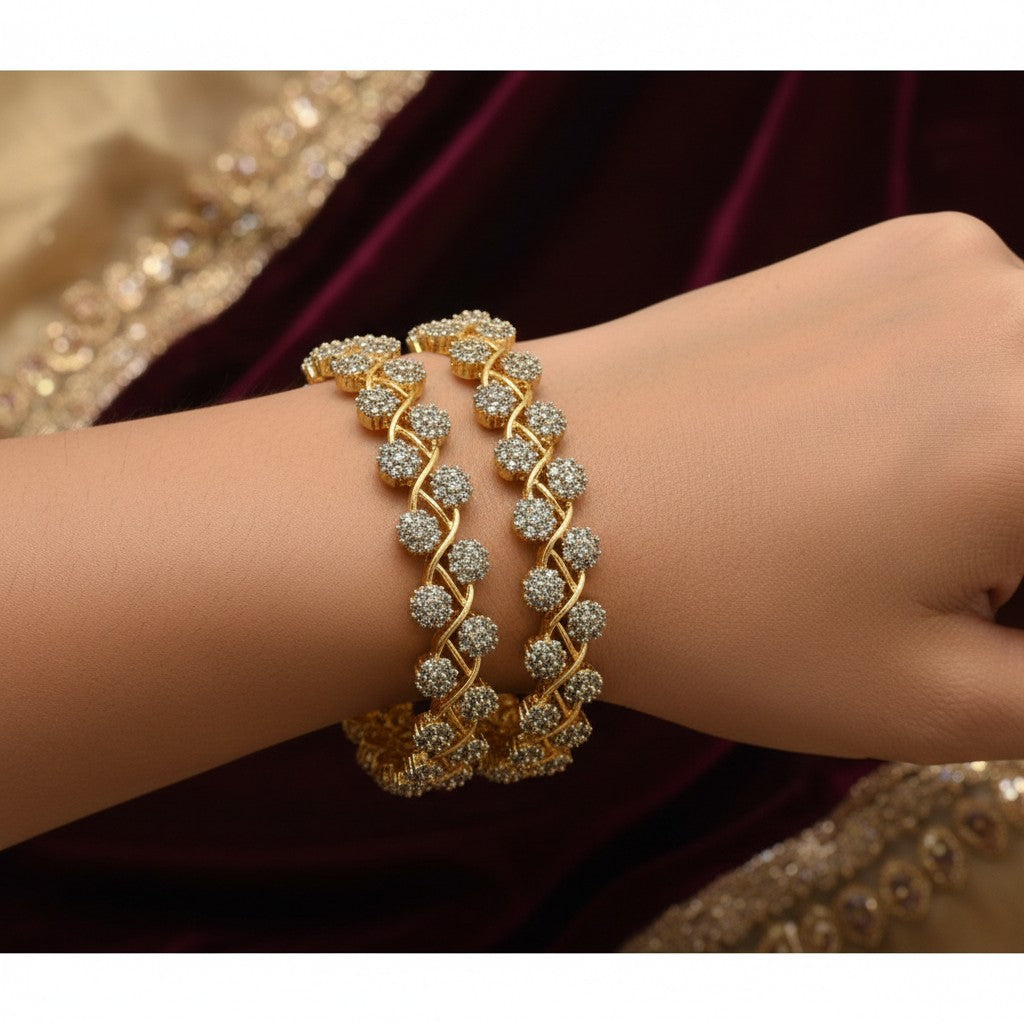 1591 Women’s American Diamond Bangles – Elegant and Stylish Daily & Party Wear Jewellery With 2 Tone Plating-Size 2.8