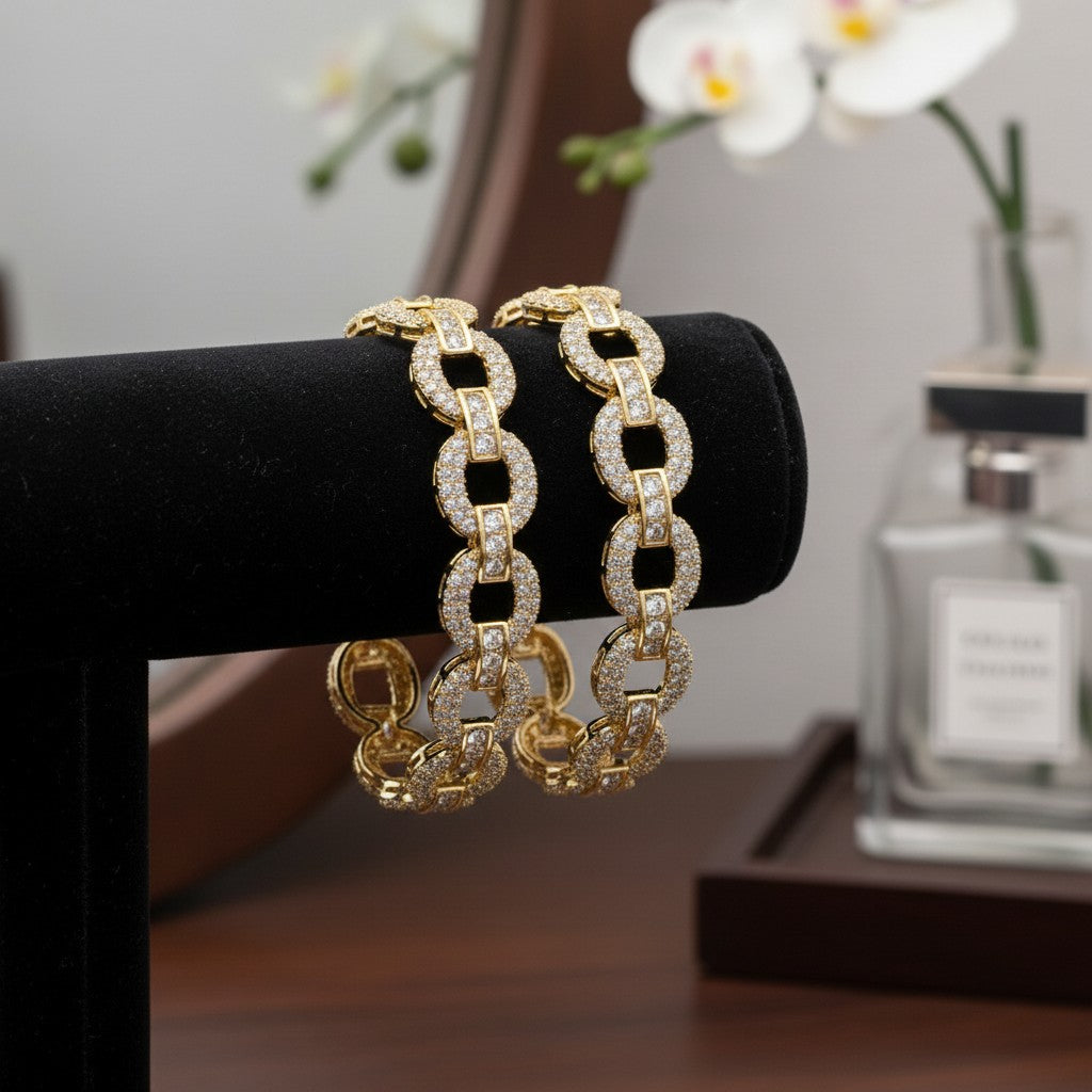 1592 Women’s American Diamond Bangles – Elegant and Stylish Daily & Party Wear Jewellery With 2 Tone Plating-Size 2.6