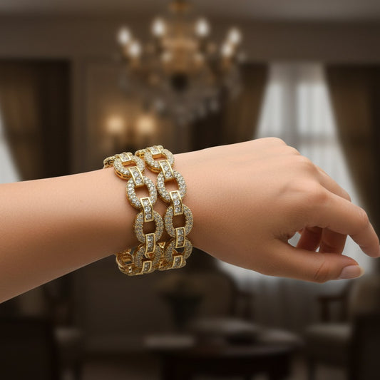 1592 Women’s American Diamond Bangles – Elegant and Stylish Daily & Party Wear Jewellery With 2 Tone Plating-Size 2.6
