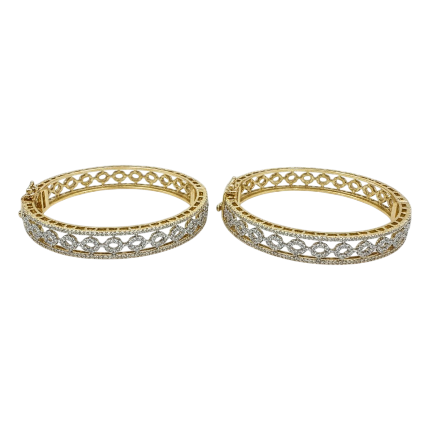 1593 Women’s American Diamond Bangles – Elegant and Stylish Daily & Party Wear Jewellery With 2 Tone Plating-Size 2.4 (openable)