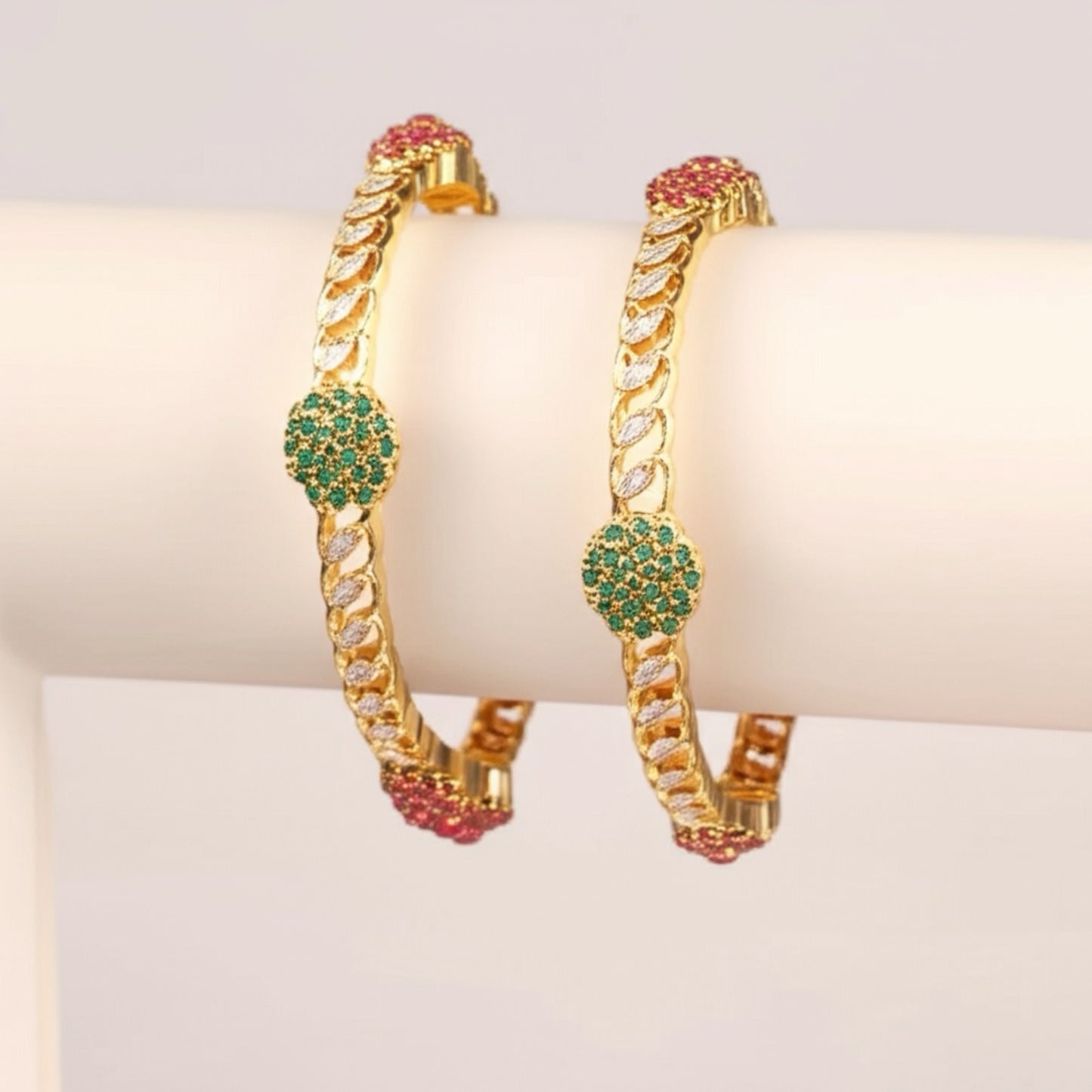 426083 Cz Bangles With Gold Plating-Size 2.4