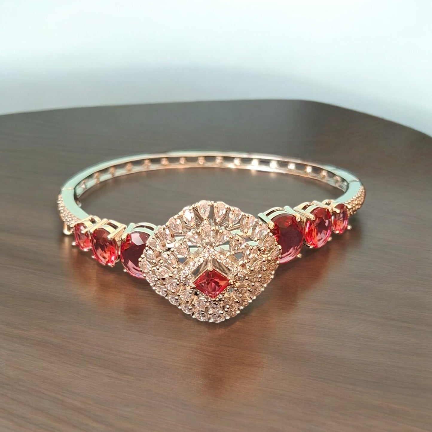 95109-KD Cubic Zirconia Classic Kada With Rhodium Plating-Ruby