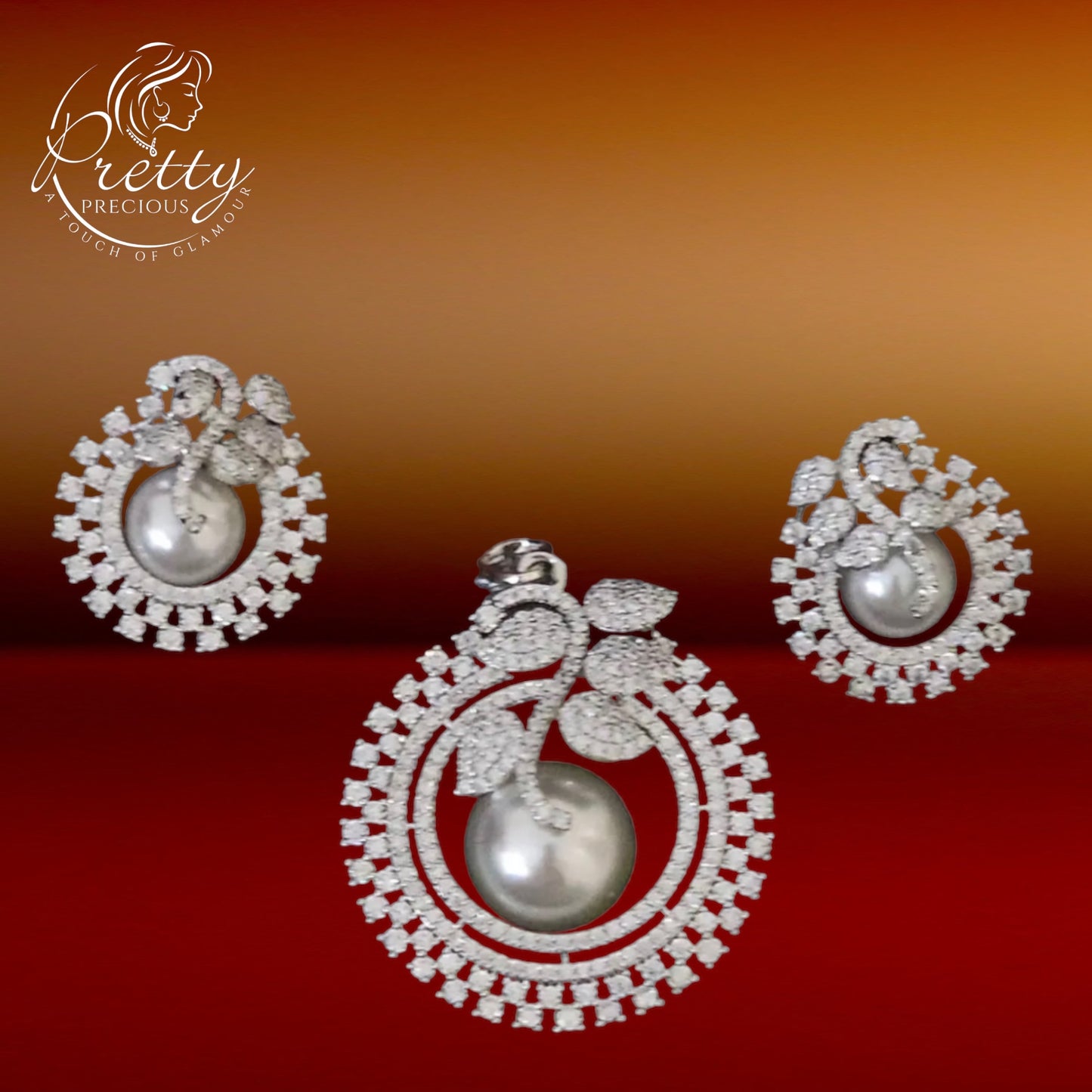 426781 Cz Moti Pendant Set With Rhodium Plating