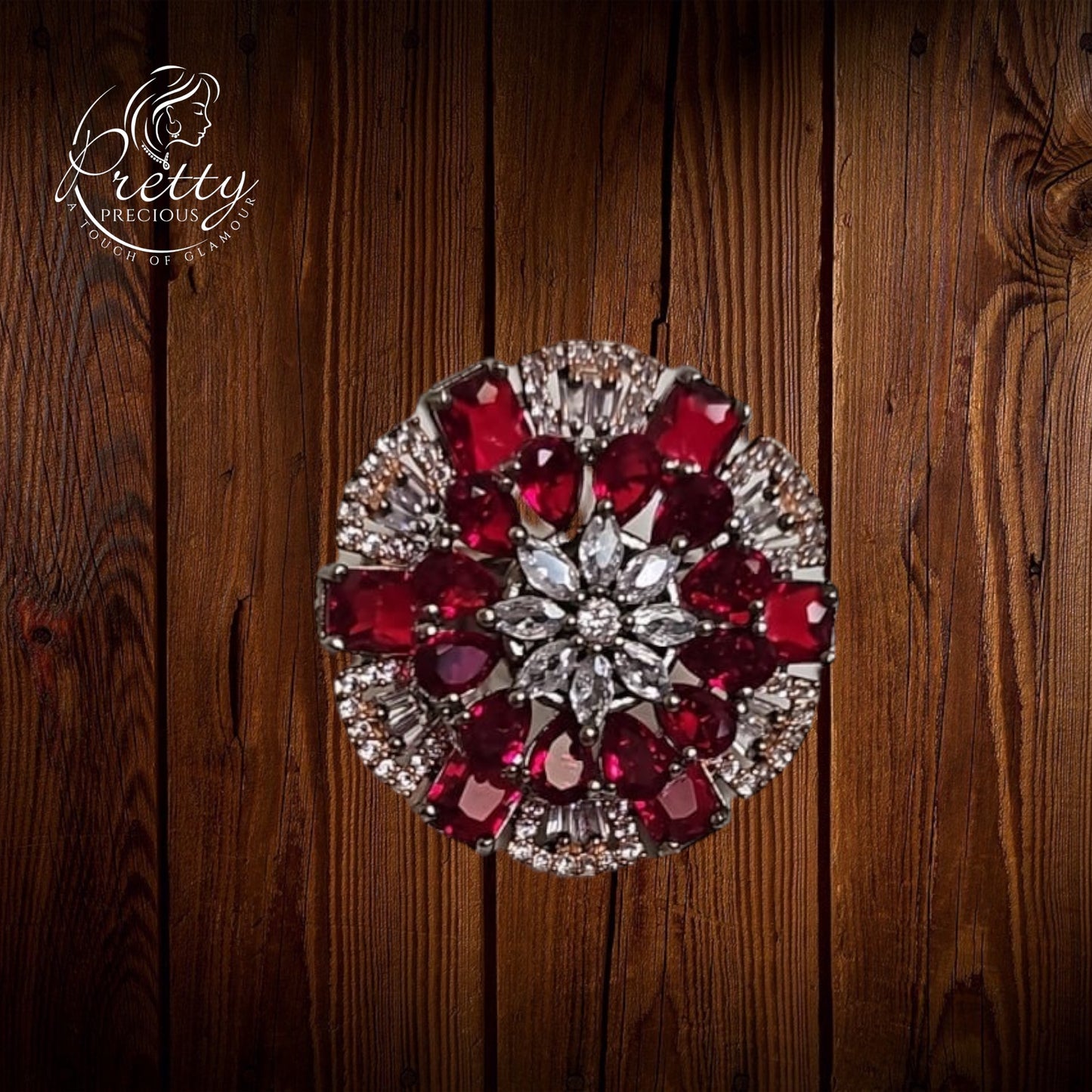 40195 Cz Adjustable Ring Ruby