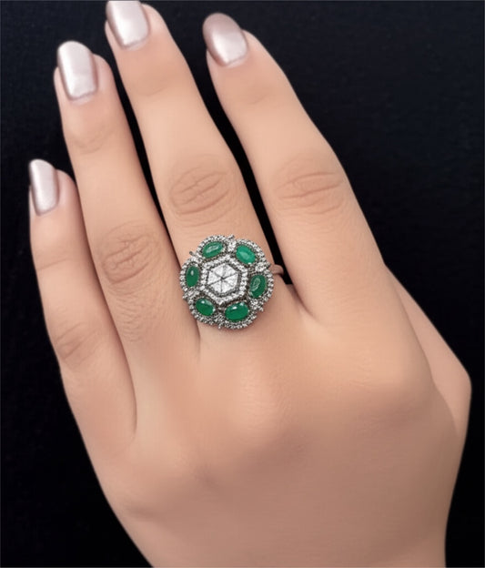 Ring200 Cz Adjustable Ring Green