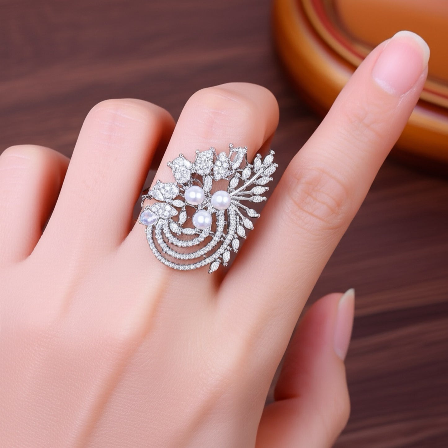 425252 Cz Adjustable Ring Silver