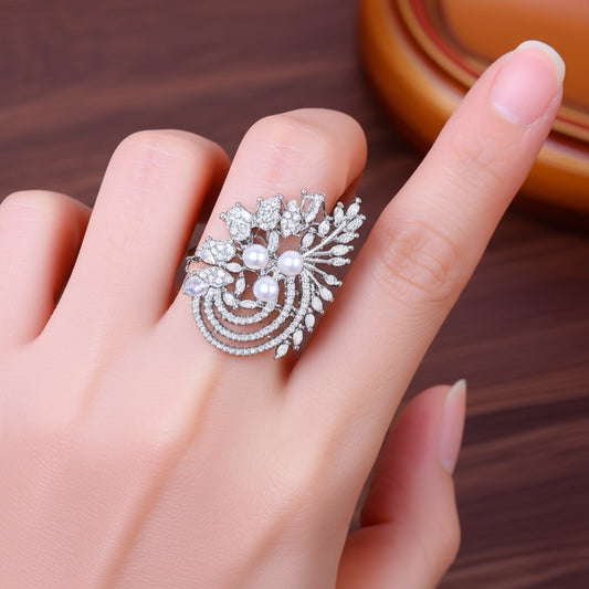 425252 Cz Adjustable Ring Silver