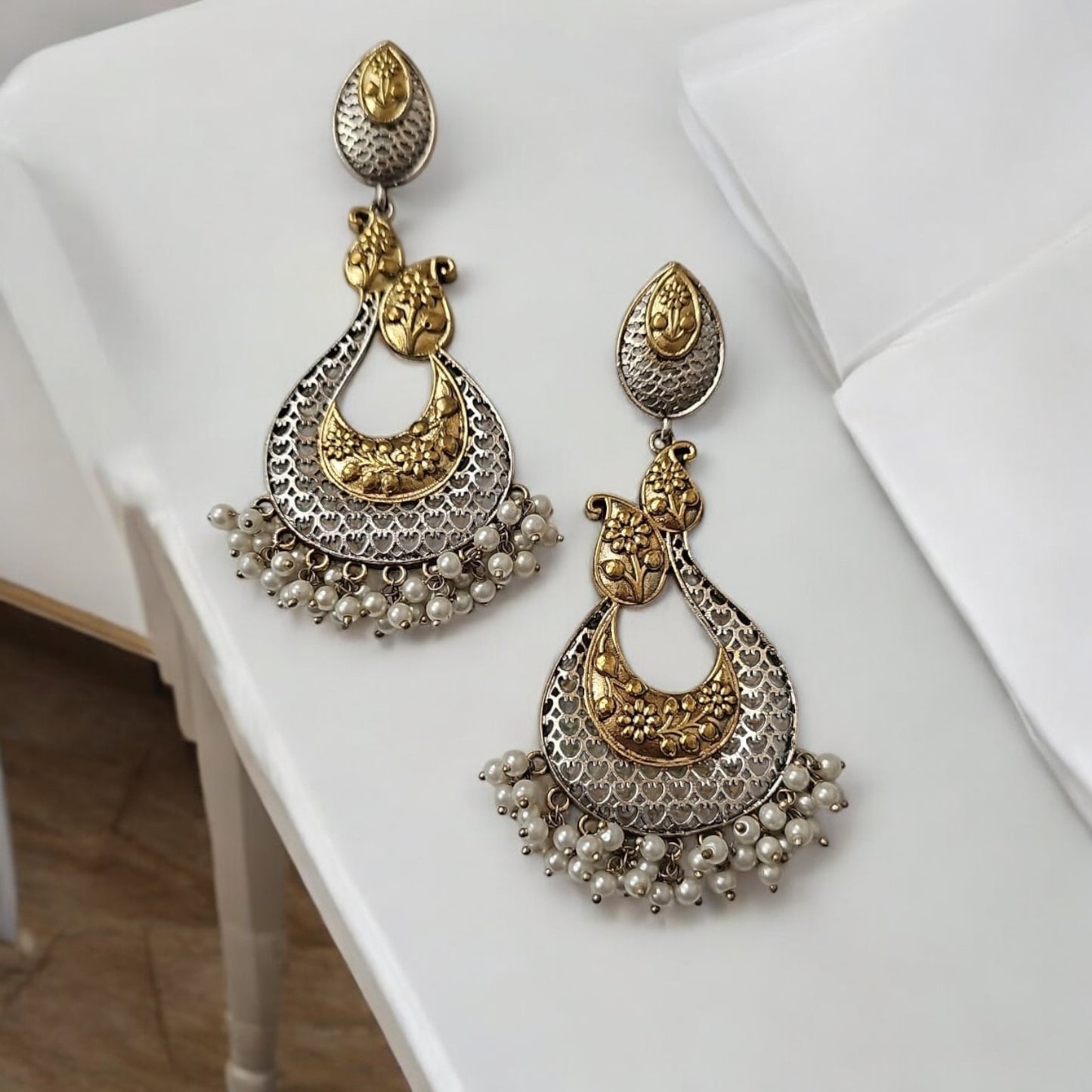 808675 Pretty Precious Fashion Oxidised Silver Stylish Party Wear Earrings for Women and Girls