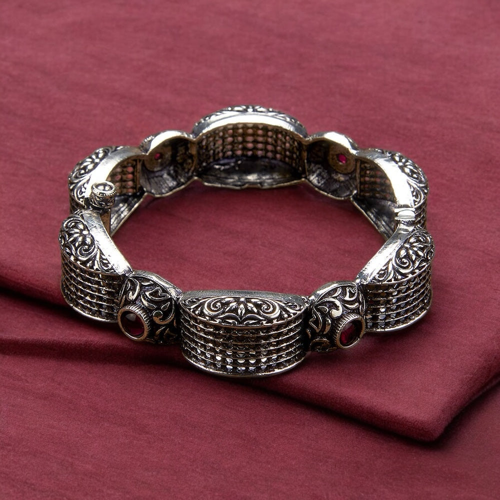 806923 Classic Kada With Oxidized Plating - Ruby