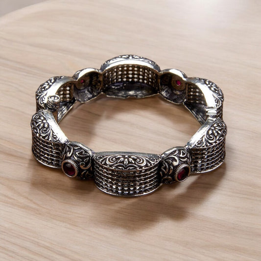 806923 Classic Kada With Oxidized Plating - Ruby