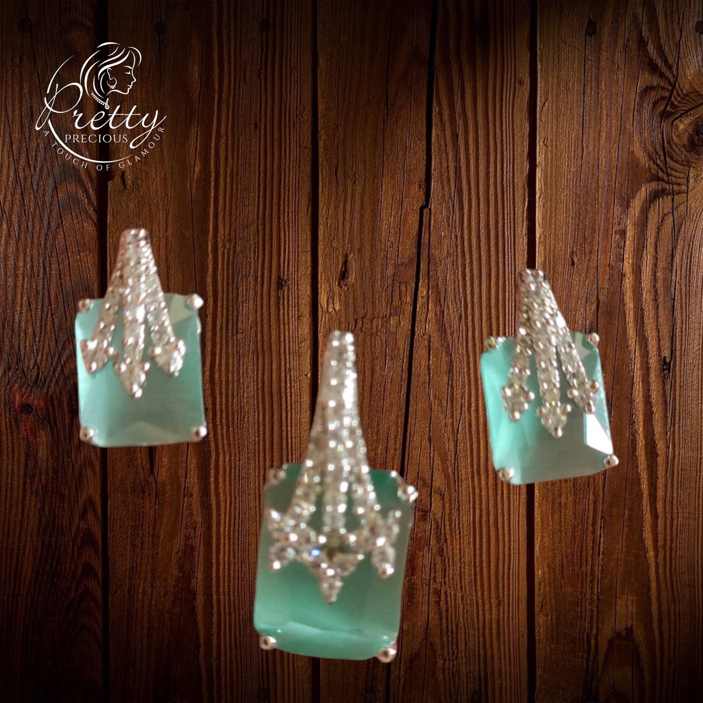 427382 Cz Delicate Pendant Set With 2 Tone Plating