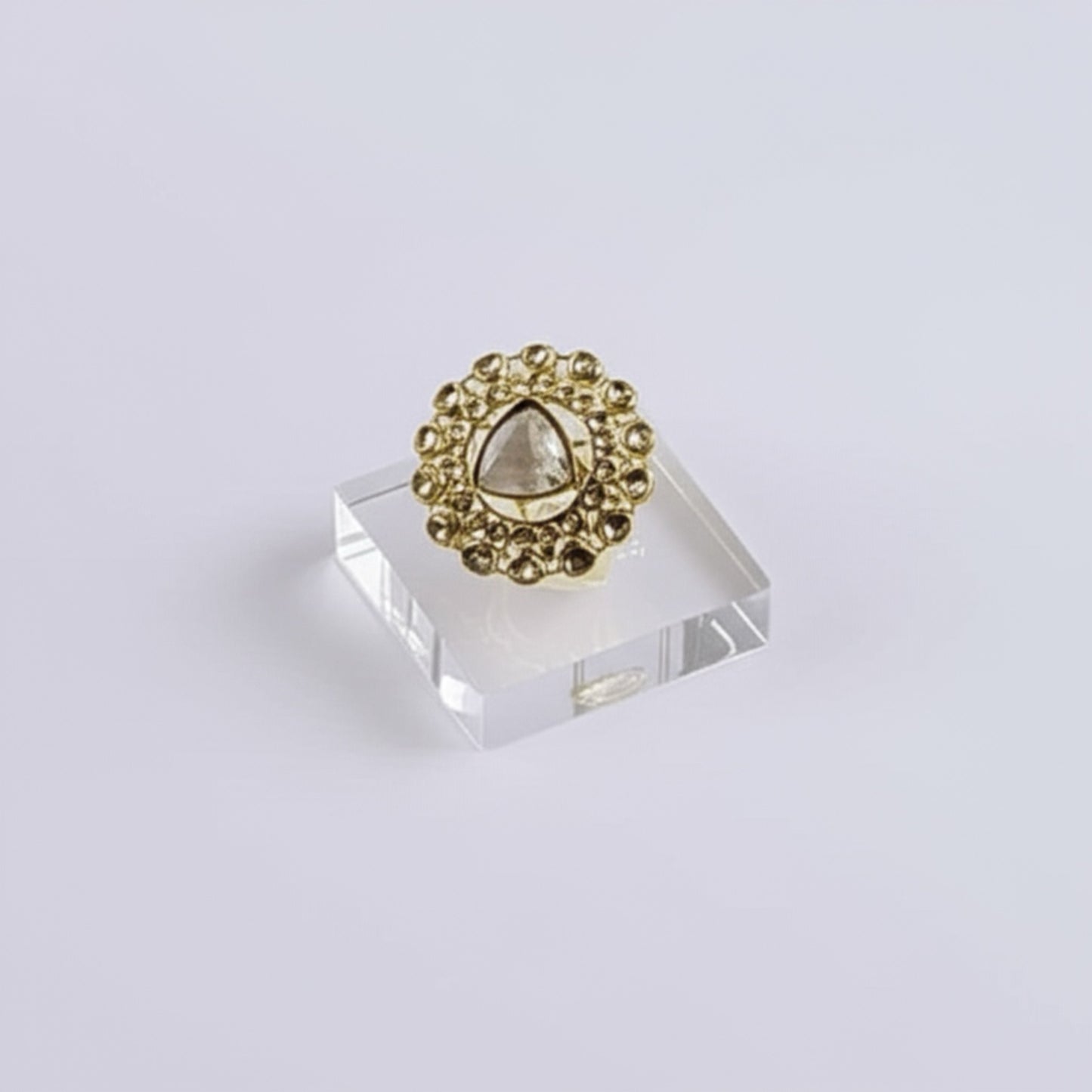 110520-Indo Western Classic Ring With Gold Plating-White