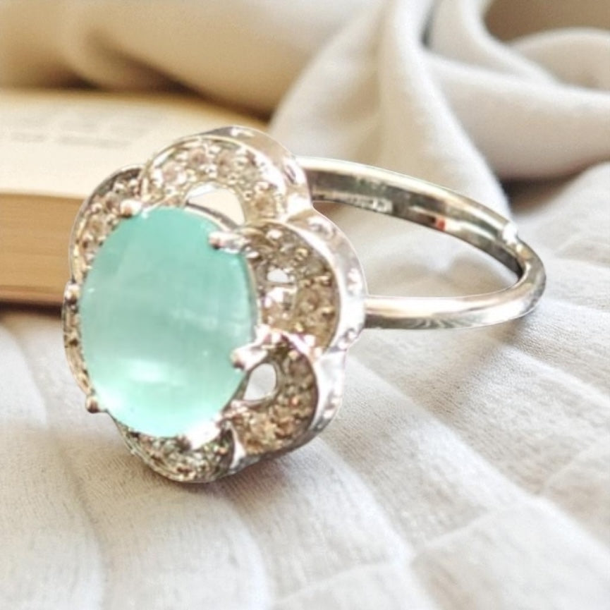 438192 Cz Classic Ring With Rhodium Plating-Mint