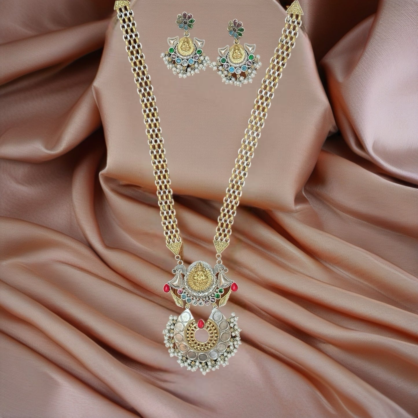 805147 Long Necklace With Oxidised Plating