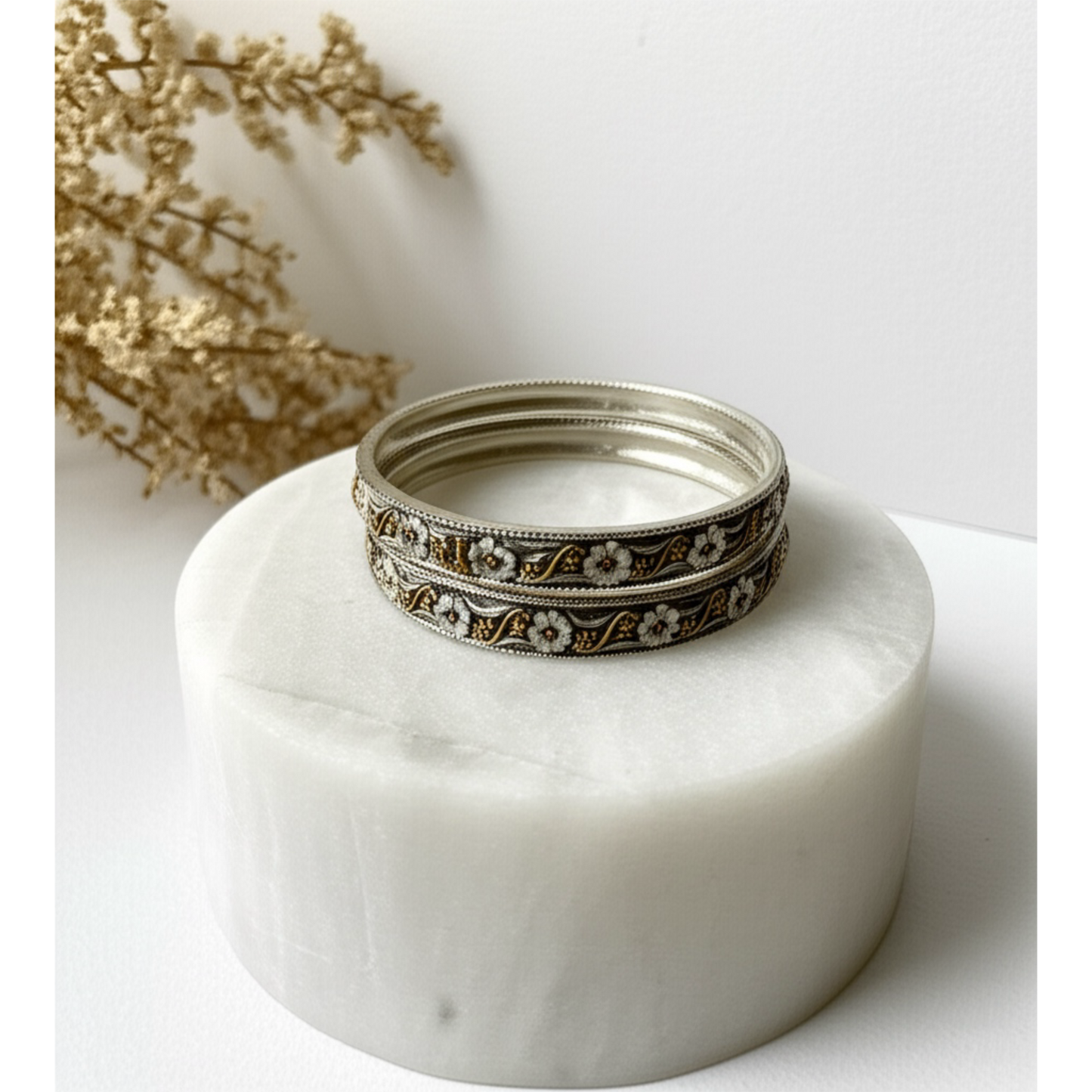 806058 Classic Bangles With Oxidised Plating-Size 2.4