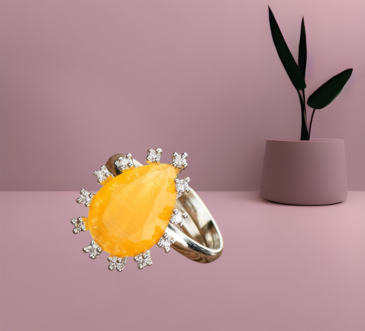 429272 Cz Adjustable Ring Yellow