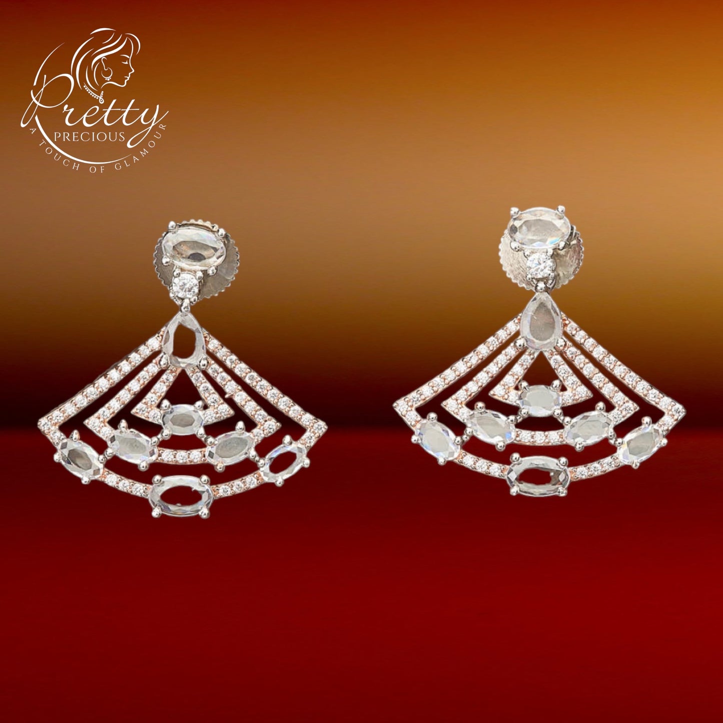 68019 CZ Classic Earring With Rose Gold Plating