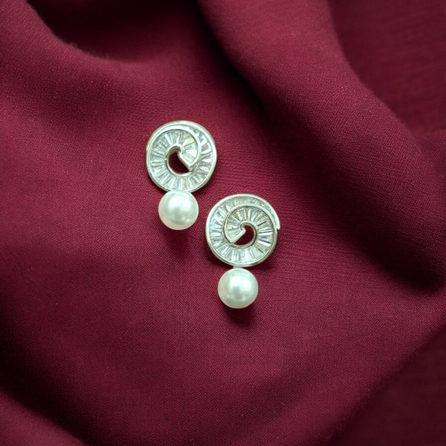 92859ER Cz Pearl Tops With Rhodium Plating