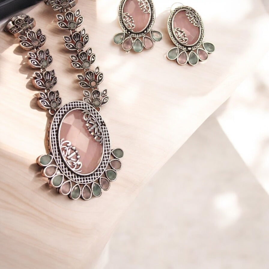 94999-NSO Classic Necklace With Oxidised Plating-Pink