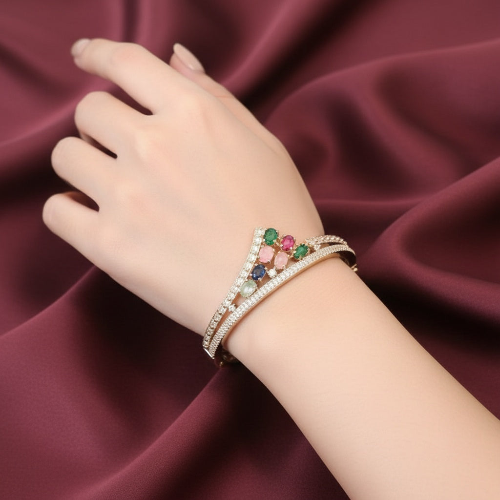 92109-KD Cubic Zirconia Classic Kada With Rhodium Plating-Multi