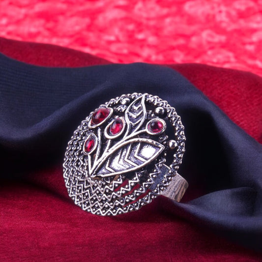 803549 Adjustable Ring With Oxidised Plating