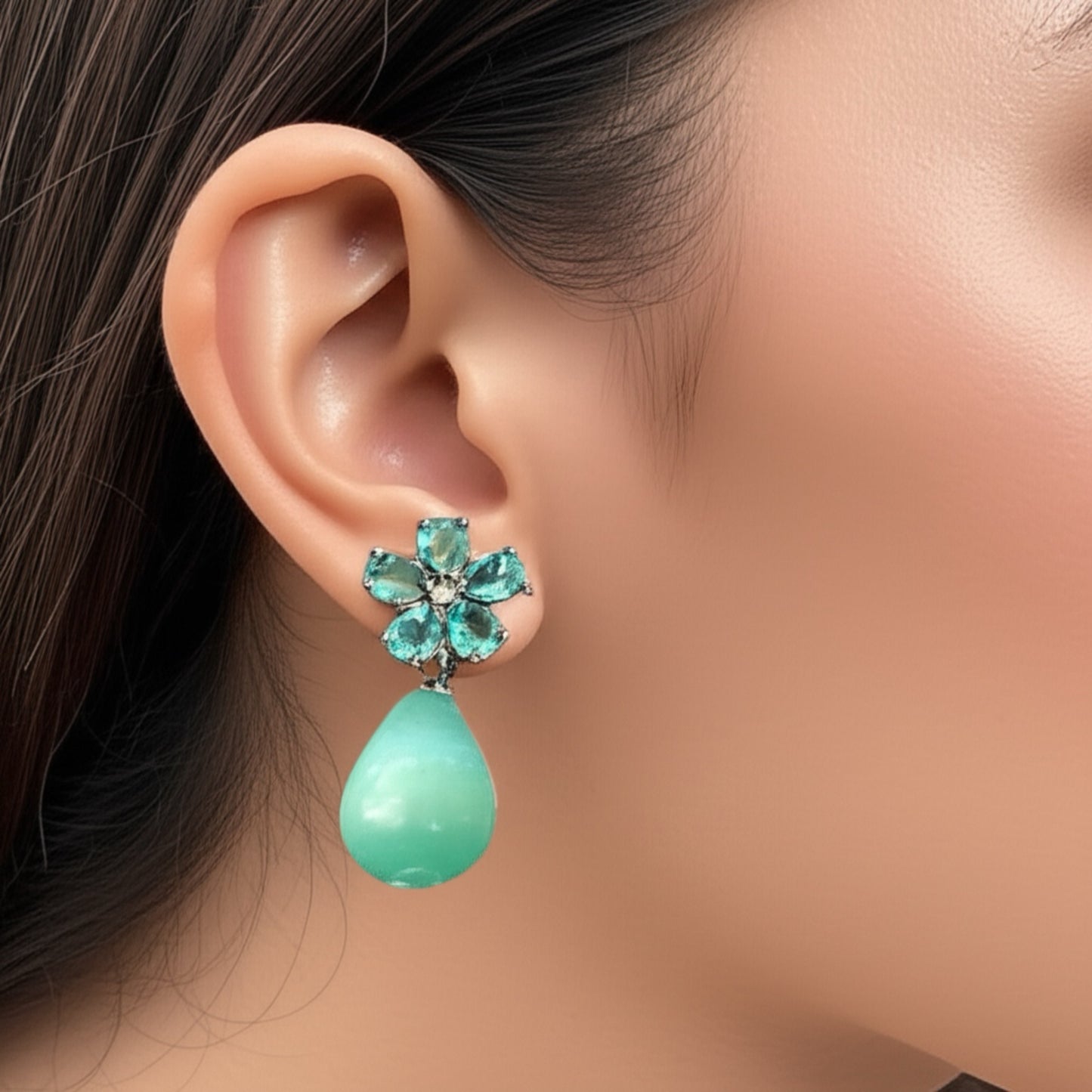 91209-ER CZ Earring With Gold/Rhodium Plating